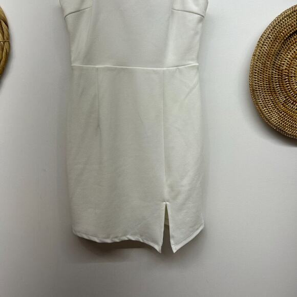 Lulus White Sleeveless Asymmetrical Slit Mini Dress Small Bridal Bachelorette - Picture 5 of 7
